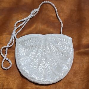 Elegant White Beaded Women's Bag